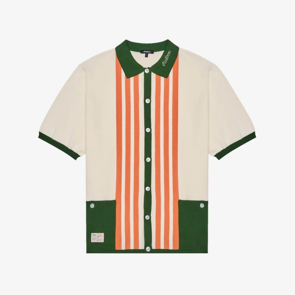 NWT Malbon Golf Gabbiano Knit Button Up Men's Shirt